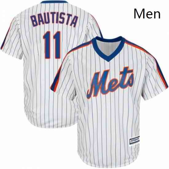 Mens Majestic New York Mets 11 Jose Bautista Replica White Alternate Cool Base MLB Jersey